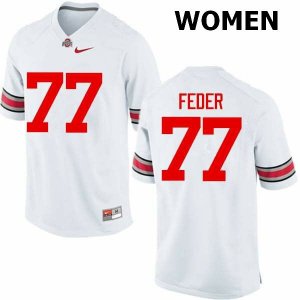 Women's Ohio State Buckeyes #77 Kevin Feder White Nike NCAA College Football Jersey May MXG8344XE